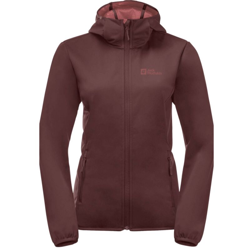 Jack Wolfskin Windhain Hoody W women's softshell jacket with hood, red (1307481_2866) In preparation Your Sports Performance