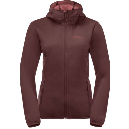 Jack Wolfskin Windhain Hoody W women's softshell jacket with hood, red (1307481_2866) In preparation Your Sports Performance
