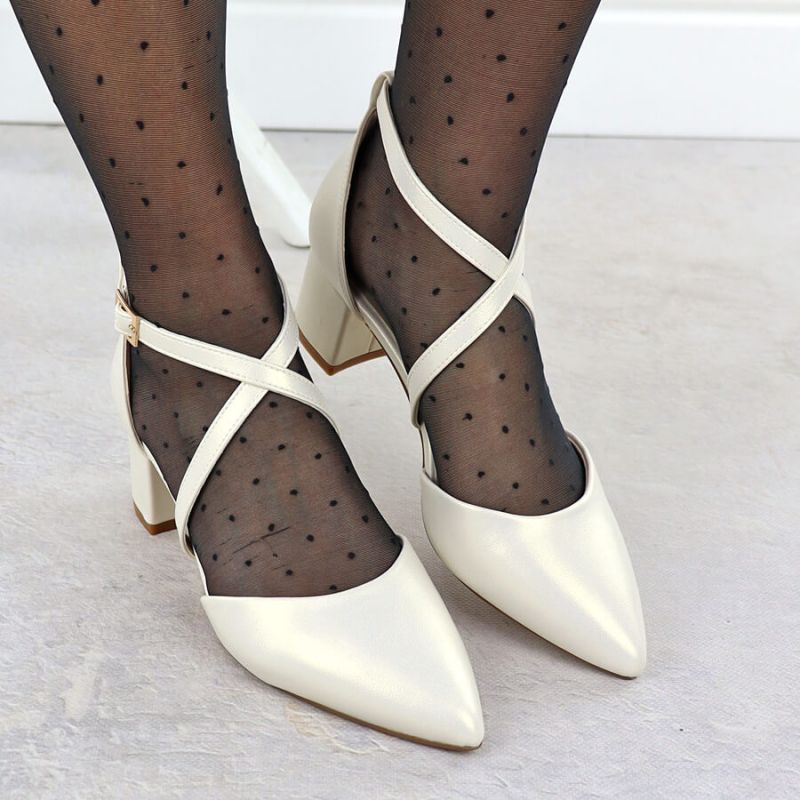 Women's pearl cream Sergio Leone SK-830 heeled sandals Footwear Your Sports Performance