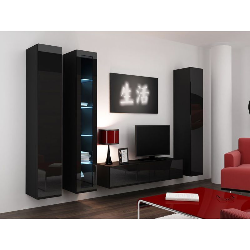VIGO glass display cabinet '180' 180/40/30 black/black polished Bufety i witryny/Bufety i witryny na drewnianej podstawie Your Sports Performance
