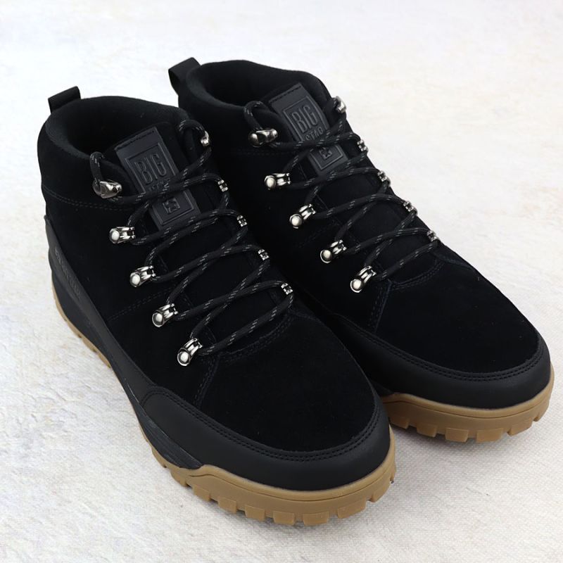 Men's leather boots, unlined, black, Big Star SS174265 Footwear Your Sports Performance
