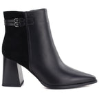 Women's black leather high-heeled ankle boots D&A S.Barski CR62-3477
