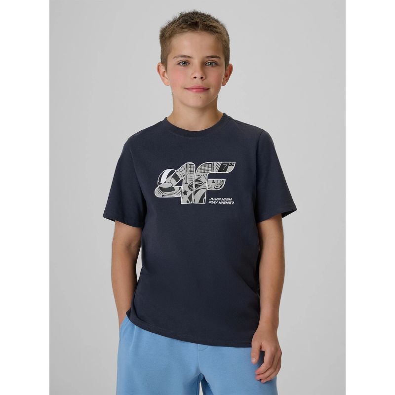 Boys' regular-fit graphic T-shirt 4F 4FJRAW26TTSHM4349-22S