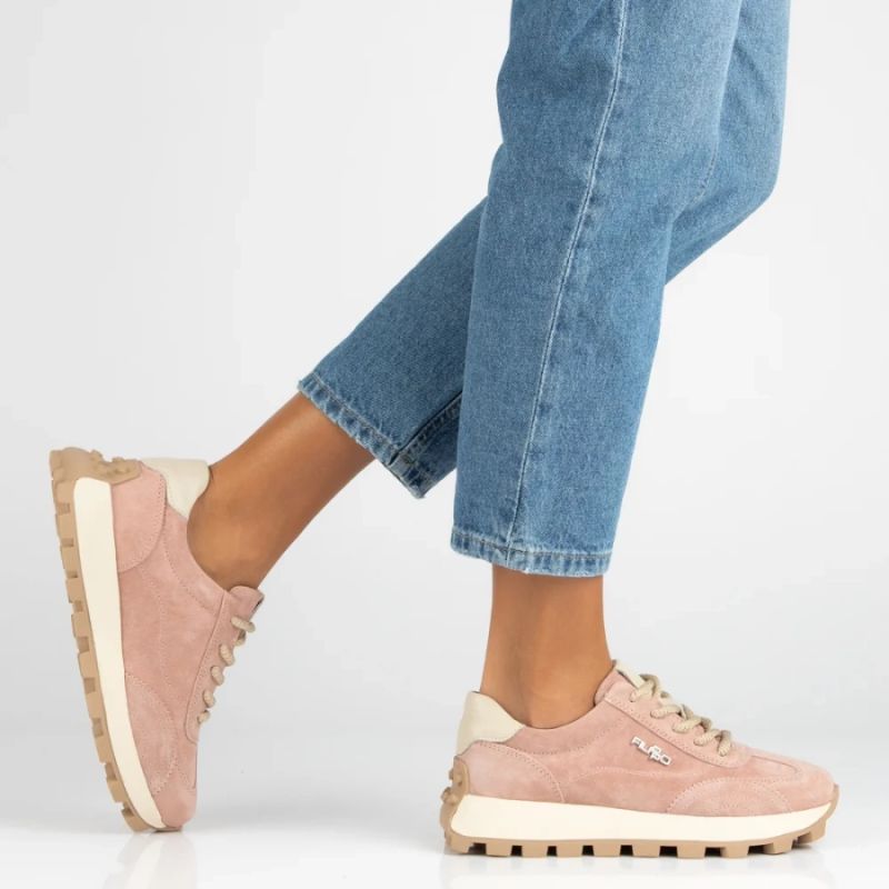 Leather platform sneakers, pink, Filippo DP7498