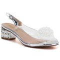 Silver Transparent Sandals with Decorative Heel D&A MR62-9100