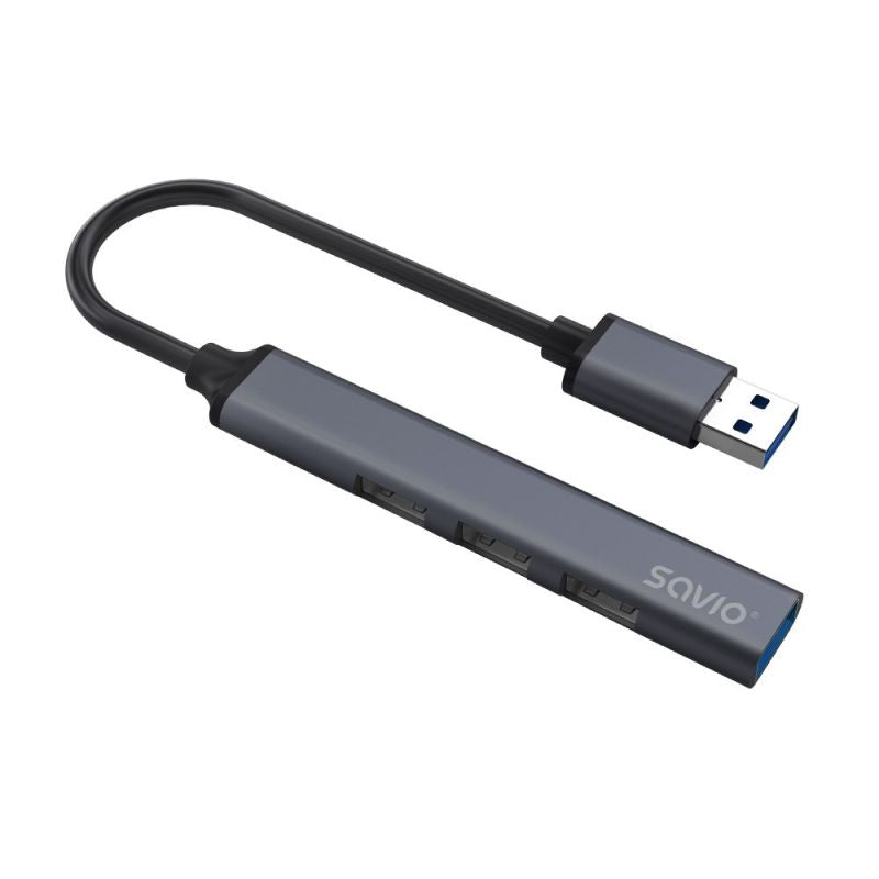 SAVIO HUB USB-A - 3 X USB-A 2.0, 1 X USB-A 3.0, GRAY AK-70 Kable i adaptery/Adaptery, przejściówki Your Sports Performance
