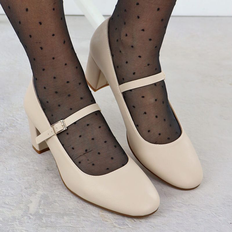 Nude low-heeled pumps with strap Sergio Leone PB176 Footwear Your Sports Performance