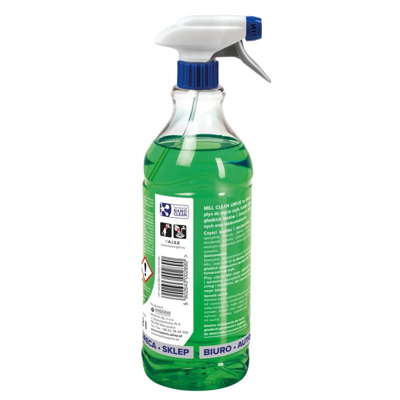 MILL CLEAN WASHES Liquid for cleaning windows, glass, mirrors, and tiles without streaks and smudges, with the scent of Lily of the Valley 1.22l Chemia/Preparaty do mycia i nabłyszczania powierzchni Your Sports Performance