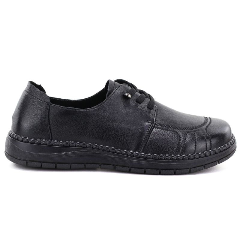 Comfortable black women's leather shoes Vinceza 107240
