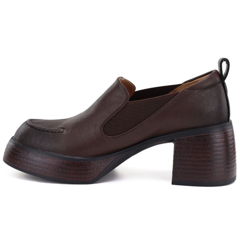 Women's brown leather high-heeled shoes D&A S.Barski CR62-3525