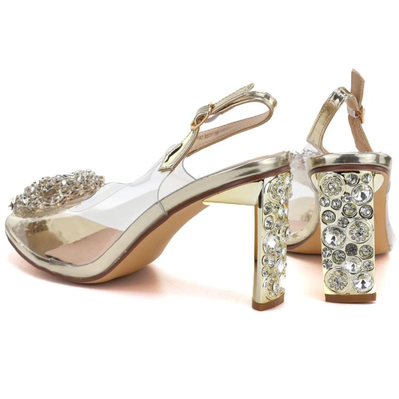 Transparent Gold Heeled Sandals D&A MR62-9077