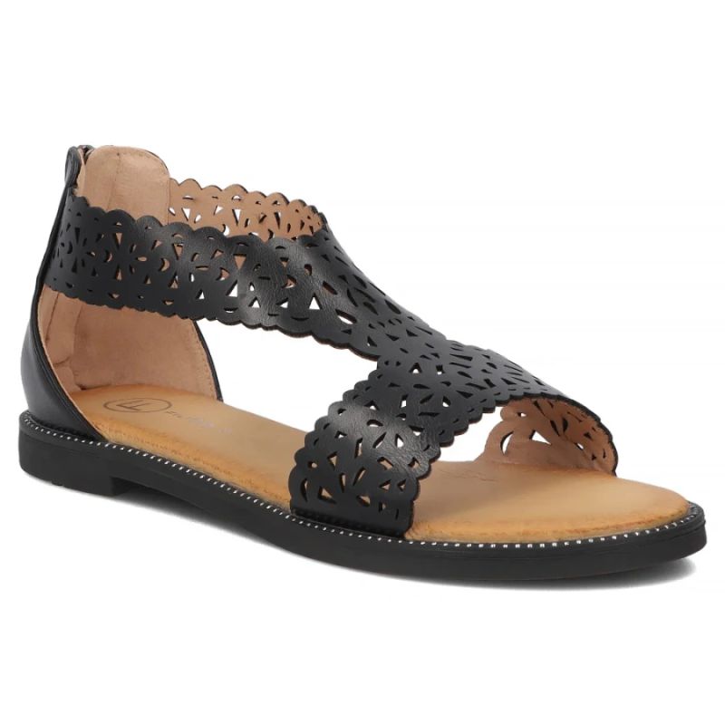 Women's openwork black sandals Filippo DS7889