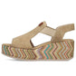 Women's beige wedge sandals Rieker 69472-60 Rieker