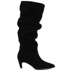 Women's leather boots, ruffled, black, Vinceza ZHI27-89167