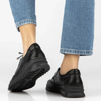 Women's leather half-notes on a wedge, black Filippo DP8102