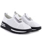 Women's leather openwork platform shoes, white, S.Barski 7092 S.Barski