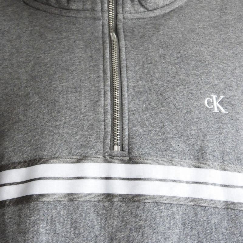 Calvin Klein Zip Fleece Hoodie Logo Tape Grey Heather - LZ04RE285G-P7E