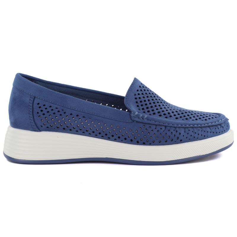 Women's openwork platform shoes blue Sergio Leone MK097H Sergio Leone