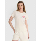 Women's regular printed T-shirt 4F 4FRSS25TTSHF2693-11S *Kategoria tymczasowa Your Sports Performance