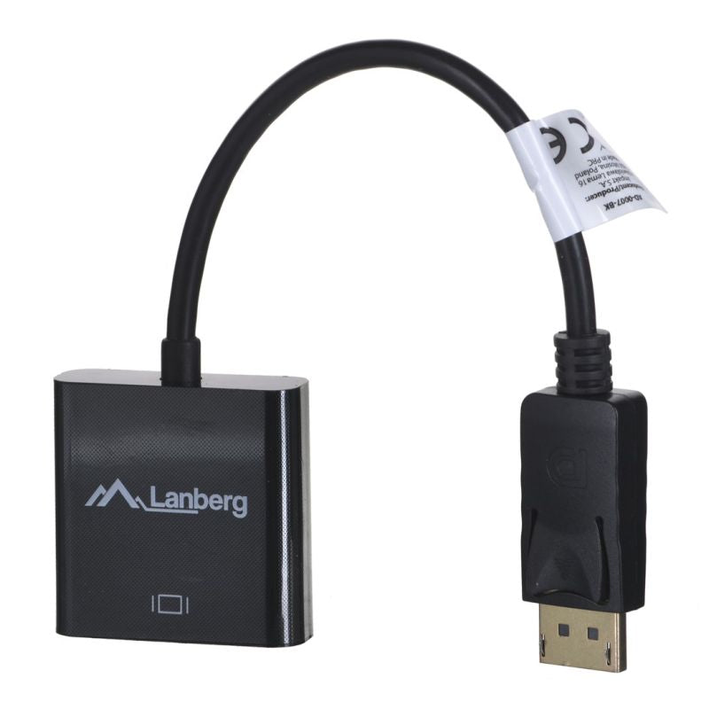 Lanberg AD-0007-BK Adapter (DisplayPort M - DVI-D F; 0.10m; black) Kable i adaptery/Adaptery, przejściówki Your Sports Performance