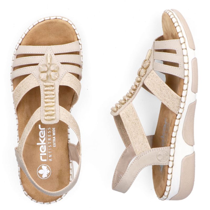 Women's beige wedge sandals Rieker 66201-62 Rieker