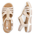 Women's beige wedge sandals Rieker 66201-62 Rieker