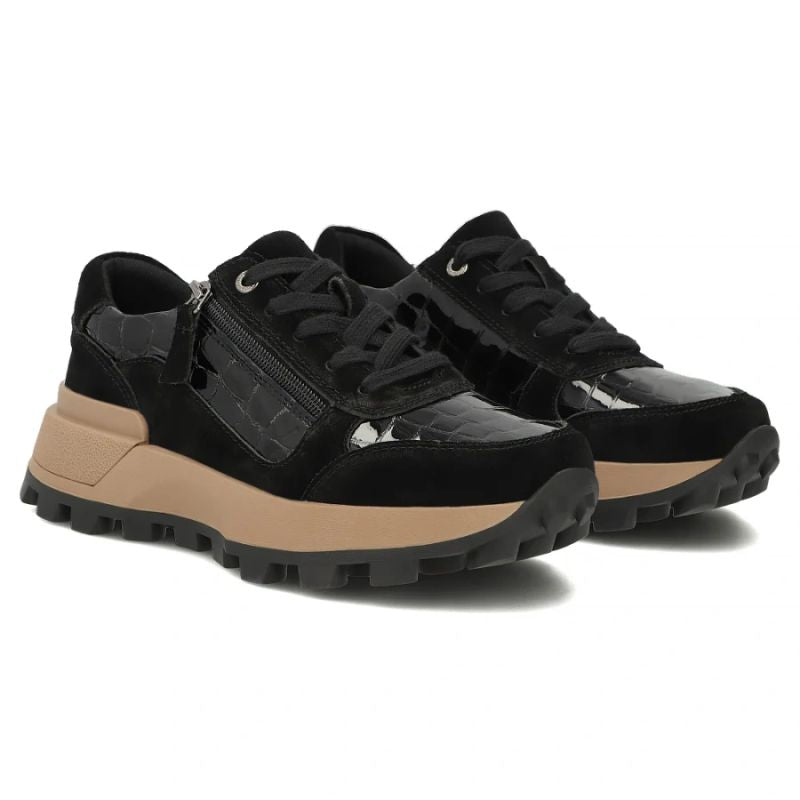 Women's patent leather wedge sneakers, black Filippo DP7988