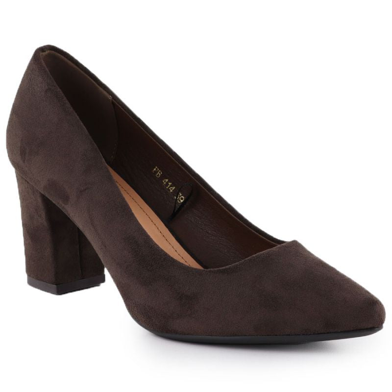 Women's chocolate suede pumps with a block heel Sergio Leone PB414 Footwear Your Sports Performance
