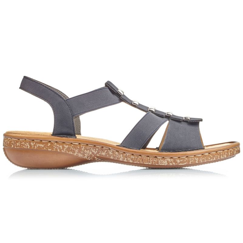 Comfortable women's slip-on sandals with elastic straps Rieker 62850-14 Rieker