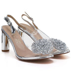 Transparent Heeled Sandals, Silver D&A MR62-9077