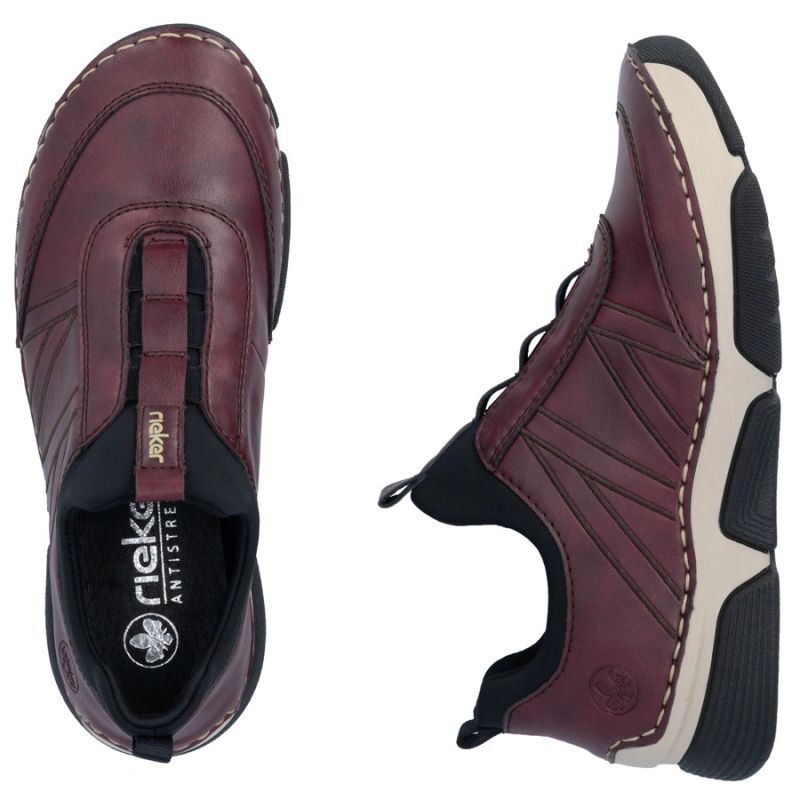 Comfortable Women’s Slip-On Shoes in Burgundy Rieker 45975-35