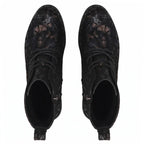 Women's leather ankle boots with floral pattern, black Filippo DBT8283