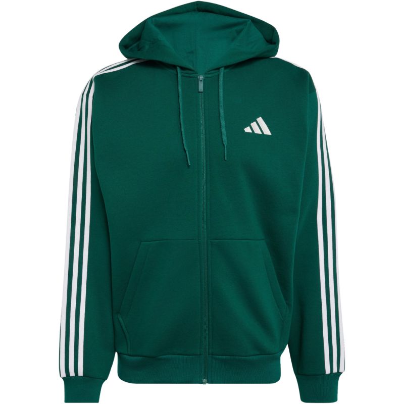 Men's adidas Essentials 3-Stripes Fleece Full-Zip Hoodie Green KZ1412