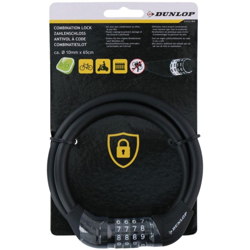Dunlop bike lock cable, code 10 mm x 65 cm 1042497 Accessories/Bicycle/Akcesoria rowerowe Your Sports Performance