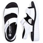 Women's leather wedge sandals white Rieker V1382-80 Rieker