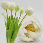 BOUQUET OF 5 WHITE PEONY TULIPS 39 CM LIFE-LIKE SPRING DECORATION Home and Garden/Equipment Your Sports Performance