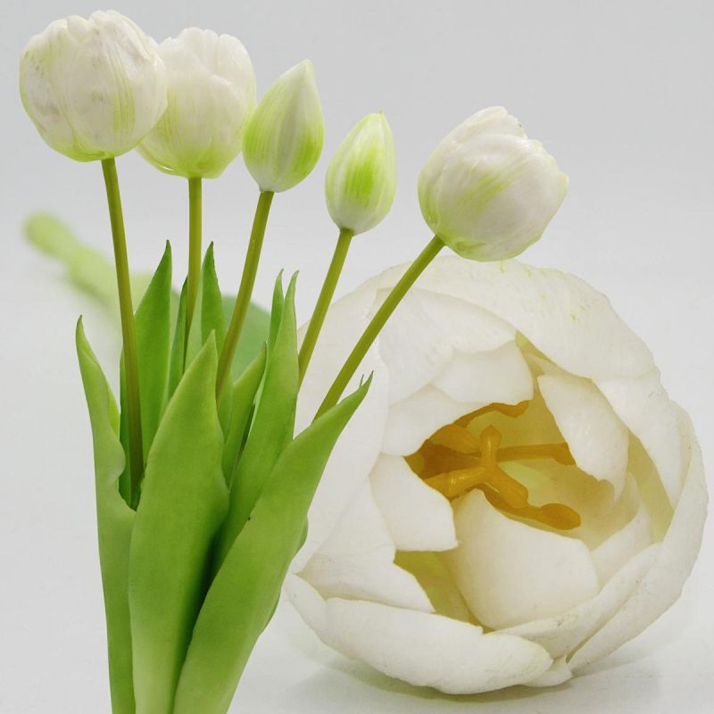 BOUQUET OF 5 WHITE PEONY TULIPS 39 CM LIFE-LIKE SPRING DECORATION Home and Garden/Equipment Your Sports Performance