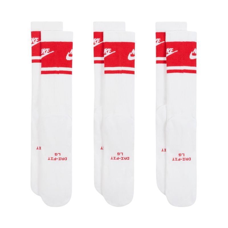 Nike Everyday Elevated Crew Socks 3 Pairs White and Red IM7949 900