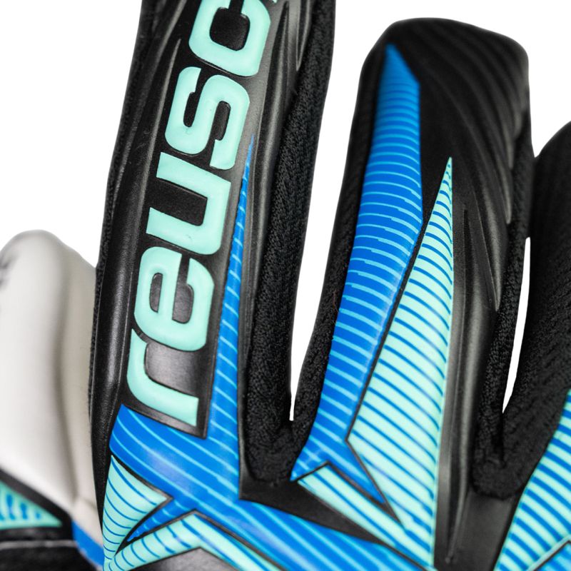 Reusch Attrakt RE:Grip NC Junior goalkeeper gloves black and blue 5672535 7272