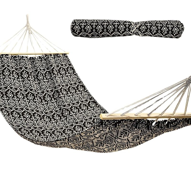 GARDEN HAMMOCK FOR 1 PERSON 200X100CM WITH SPREADER BAR ETHNO BLACK AND WHITE Home and Garden/Garden Your Sports Performance