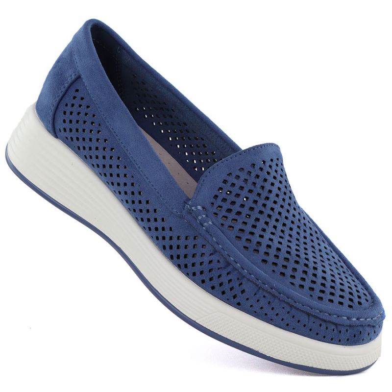 Women's openwork platform shoes blue Sergio Leone MK097H Sergio Leone