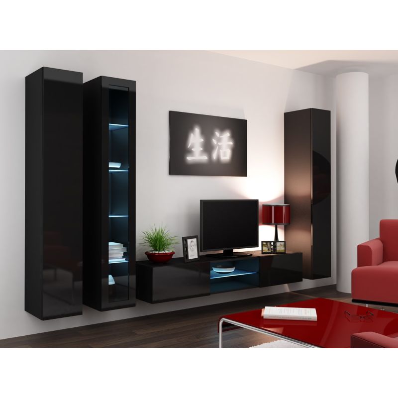 VIGO glass display cabinet '180' 180/40/30 black/black polished Bufety i witryny/Bufety i witryny na drewnianej podstawie Your Sports Performance