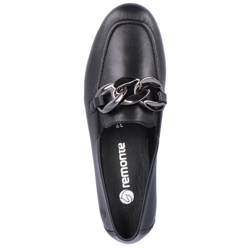 Comfortable leather shoes with a chain Remonte W RKR645, black
