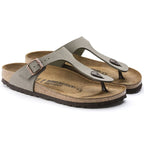 Women's gray-beige Birkenstock Gizeh Birko-Flor Nubuck Stone regular wide (43391) Footwear/Lifestyle/Brinkenstock/Japonki Birkenstock