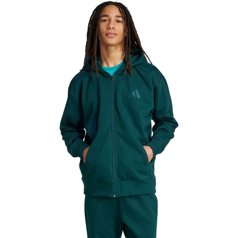 Men's adidas ALL SZN Fleece Full-Zip Sweatshirt Green JX5101 In preparation Adidas