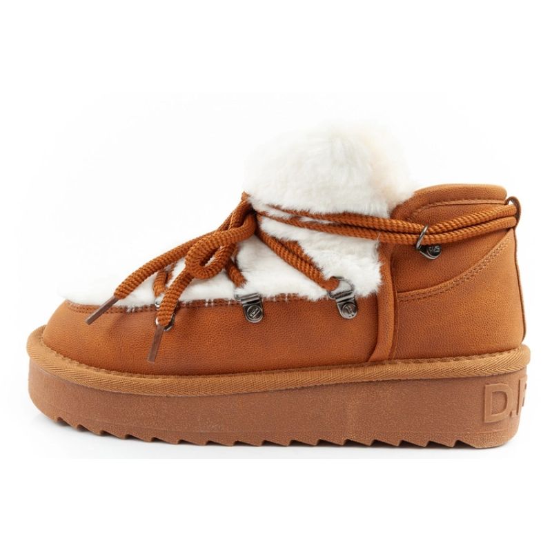 D.Franklin women's winter snow boots, fashionable fur lining, brown ankle boots D.Franklin