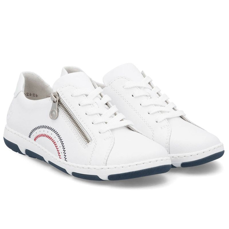 Women's leather ankle boots with zipper, white, Rieker 42424-80 To be categorized Your Sports Performance