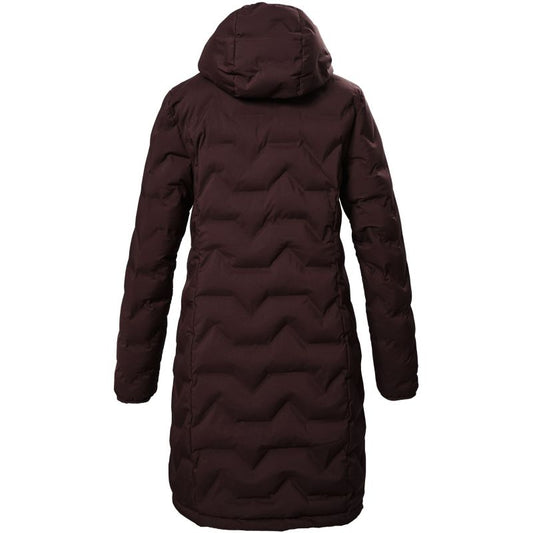 Killtec KOW 9 women's quilted jacket with hood, waterproof long winter parka, burgundy (41806/447) In preparation Your Sports Performance