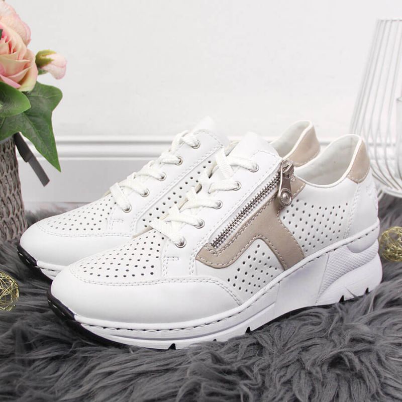 Rieker W N6304-80 white leather wedge shoes Footwear/Lifestyle/Rieker Your Sports Performance