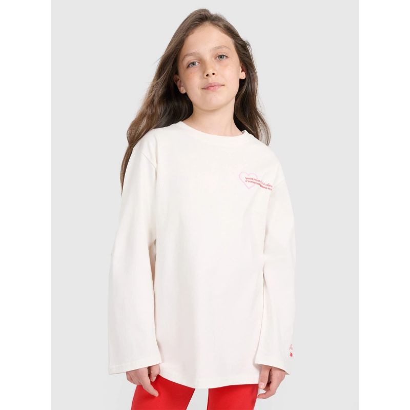 Oversized longsleeve with print for girls 4F 4FJRAW25TLONF589-11S 4f